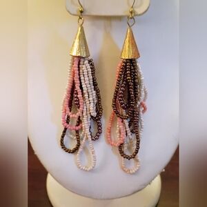 Colorful BOHO Beaded Dangle Tassel Earrings